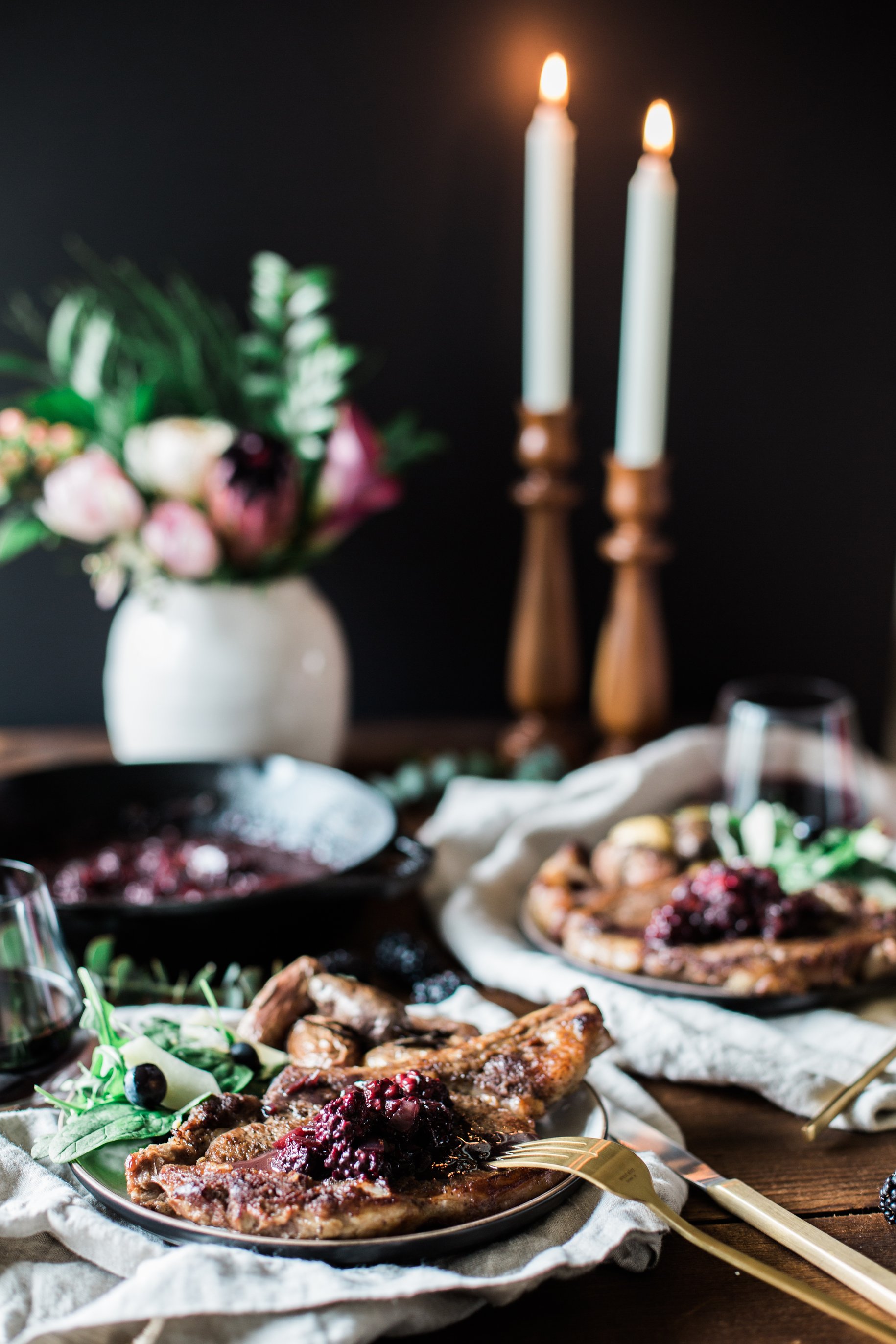 Grilled RibEye with a Blackberry Red Wine Reduction